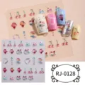 5D pegatinas de uñas cereza helado gato calcomanías de gel translúcido decoración de uñas - Estilo Jelly Dulce (RJ-0128) / Lámina desnuda de 60*60 mm