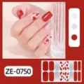 Autocollants d'ongles cœur rouge dégradé pailleté pour manucure de Saint-Valentin - ZE-0750 (Cœur Dégradé Rouge Blanc Paillettes) / Faux ongles et lime à ongles