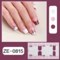 Detailed view of french bow nail wrap stickers featuring glitter wine red and pink elegant design. - Bowknot Style (ZE-0815)