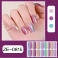Gradient glitter nail wrap stickers, colorful shimmering manicure strips for daily wear. - Gradient Sequins Style (ZE-0816)