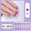 Purple glitter french nail art wraps spring flower adhesive nail stickers for women and girls - Purple Gradient Style (ZE-0818)