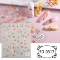 Adesivi per unghie 5D in rilievo simpatici margherite ciliegie design per manicure - 5D-0317