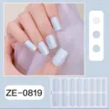Blue silver glitter nail wraps sticker detail showcasing elegant design and various sizes. - Silver Powder Stripe Style (ZE-0819)