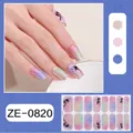 Spring summer gradient nail wraps with palm tree design, colorful manicure stickers detail view. - Coconut Tree Style (ZE-0820)