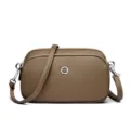 Borsa a tracolla multifunzione in pelle marrone da donna, elegante borsa casual chic. - Grigio