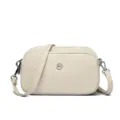 Elegant off-white leather crossbody bag with multiple zip compartments and silver hardware. - Off White