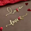 Gold acrylic love cake topper Valentine's day party decoration sweet romantic dessert topper - Double Layer Love / Width Approx 8CM / Gold