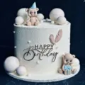 Acryl Happy Birthday Tortenaufleger süßer Bär Desserttisch Party Deko Ornament - Künstlerischer Schriftstil 01 / Breite ca. 10 cm (Dicke 1,3 mm) / Gold