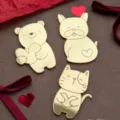 Gold mirror acrylic animal cake toppers, cute bear dog cat heart shaped dessert decorations. - Gold Bear Three-Piece Style / Height Approx 5cm