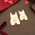 Golden acrylic animal butt cake topper set, cute love heart design for Valentine party. - Gold Two-Piece Style / Height approx 4-5cm