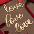 Adorno de torta love de acrílico dorado y etiquetas de regalo para decoración de San Valentin. - Juego de 3 Piezas LOVE / Ancho aprox. 7CM / Dorado
