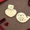 Gold mirror acrylic cat and seal heart cake topper, cute Valentine DIY decorative charm. - Gold Heart Cat Dolphin Two-Piece Style / Height 4-4.5cm
