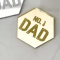 Acrylic Father's Day Cake Topper Gold Mirror Hexagon No. 1 Dad Cupcake Decoration Insert - Hexagon-NO.1 DAD Style / 5cm Diameter / 1.3mm Thickness / Gold