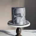INS Stil Silber Happy Birthday Kuchentopper Acryl Dessert Tisch Dekoration Ornament - Künstlerischer Schriftstil 02 / Breite ca. 10 cm (Dicke 1,3 mm) / Silber