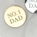 Acrylic Father's Day cake topper, gold & silver circular DAD cupcake decoration dessert insert. - Round-NO.1 DAD Style / 5cm Diameter / 1.3mm Thickness / Gold