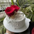 Gold Happy Anniversary acrylic cake topper with white pearl decorated cream cake sweet decor - Style G