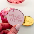 Acrylic Happy Mother's Day cupcake topper engraved mirror round decorative disc piece - Happy Mother's Day (04) / 5cm Diameter Style 04 / Rose Gold