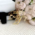 Gold acrylic 21st happy birthday cake topper party decoration dessert table sign supplies - 21st Style / 1 Piece
