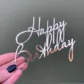 Roségold Acryl Happy Birthday Kuchentorte Topper für Geburtstag Party Dessert Tisch Deko - Breite Ca. 9CM Stil / 1.3MM Stärke Gold 04