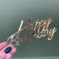 Acryl Happy Birthday Kuchendekoration Spiegel Gold Party Desserttisch Dekoration Element - Breite Ca. 9CM Stil / 1.3MM Stärke Gold 05