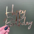 Roségold Spiegel Acryl Happy Birthday Kuchendekoration für Party und Desserttisch - Breite Ca. 9CM Stil / 1.3MM Stärke Gold 06