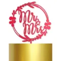 Decorateur de gateau Mr et Mrs paillete rouge pour fete de mariage dessert decoration couronne. - Rouge (Avec Papier Pailleté)