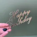 Acryl Happy Birthday Tortenaufsatz Detail, Spiegeleffekt Party Desserttisch Dekoration. - Breite Ca. 9CM Stil / 1.3MM Stärke Gold 08