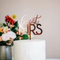 Rose gold acrylic almost MRS cake topper, bridal shower party decoration and dessert insert. - almost Mrs / Approx. 10cm Width / Gold
