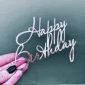 Acryl Happy Birthday Tortenaufsatz Roségold Spiegeloptik Party Dessert Tisch Deko Artikel - Breite Ca. 9CM Stil / 1.3MM Stärke Silber 04