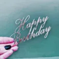 Acryl Happy Birthday Kuchentorte Topper Spiegel Roségold Geburtstag Party Dessert Tisch. - Breite Ca. 9CM Stil / 1.3MM Stärke Silber 08