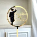 Gold acrylic graduation cake topper with graduate back view design for party decoration. - Gold Color Boy