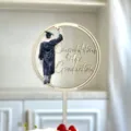 Graduation cake topper acrylic dessert decoration grad party celebration supplies gift - Wood Color Male