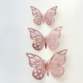Rose gold hollow paper butterfly cake toppers set, beautiful party and birthday decorations. - Style 2 / Set of 12 / Rose Gold