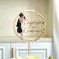 Graduation cake topper with elegant female graduate back view design for party celebration. - Wood Color Female