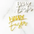 Σετ διακόσμησης τούρτας Happy Easter από ακρυλικό, χρυσά και λευκά διακοσμητικά για γιορτές. - Χρυσό μονής στρώσης Καλό Πάσχα (πλάτος περ. 5 εκ.)