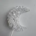 Clear crystal beaded moon cake topper handmade decoration for birthday party and wedding event. - Height approx. 9.5cm