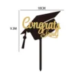 Decoracion de tarta de graduacion negro y oro acrilico topper para pastel de fiesta 10cm - Birrete de graduación felicidades graduado
