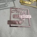 Détail de cake topper anniversaire en acrylique miroir, décor de table rose gold. - Or Rose Anniversaire My Love