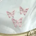 Roségold Spiegel Acryl Schmetterling Tortenaufsatz Detail, glänzende handwerkliche Deko. - Hohl Schmetterling Stil / Dreiteiliges Set / Roségold