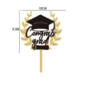 Decoración de pastel de graduación acrílico negro oro detalle tamaño 10cm presentación - Diseño de hojas felicitaciones por la graduación
