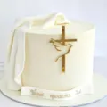 Elegant acrylic cross cake topper and dessert table decoration for holy communion events. - Gold Small Dove