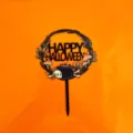 Halloween cake topper acrylic spooky party dessert decoration scary skull cauldron spooky tree design - Happy Halloween A