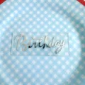Transparent acrylic birthday cake topper with silver mirrored text detail for celebration. - Birthday Transparent & Silver