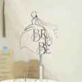 Silver acrylic bride to be cake topper detail, elegant wedding party decoration close-up - Style 3 / Silver