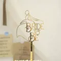 Gold acrylic bride to be cake topper for wedding and bachelorette party decoration. - Style 3 / Gold