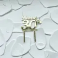 Gold acrylic 30th birthday cake topper detail shot, elegant lettering design for celebration. - 30th Style / Width 11cm
