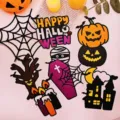 Set de adornos para tarta de papel de Halloween, decoraciones de calabaza y castillo para fiestas. - Juego de papel Feliz Halloween grande de 10 piezas
