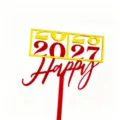 New Year acrylic cake topper 2026 2027 Happy cake decoration party supplies red yellow - 2027 Countdown Solid Red & Gold