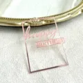 Rose gold acrylic happy birthday cake topper, rectangular side decoration sign for party. - Rectangle Rose Gold