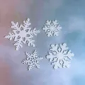 White snowflake cake decorations set, acrylic winter holiday party flatlay photo props SKU. - White Glitter without Stick